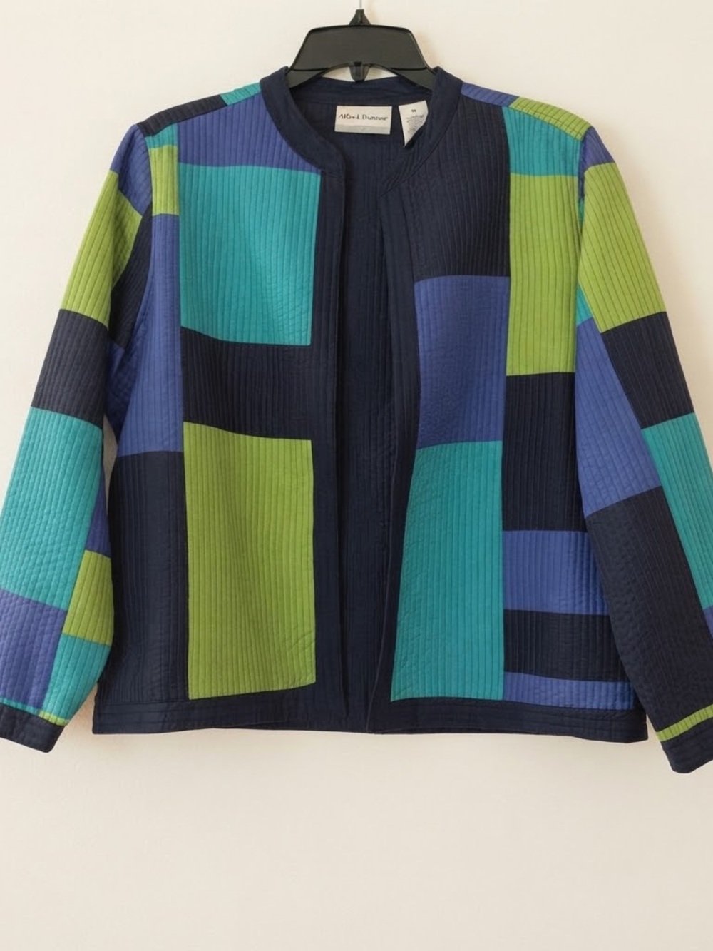 Alfred Dunner Blue, Teal & Green Quilted Patchwork Jacket
